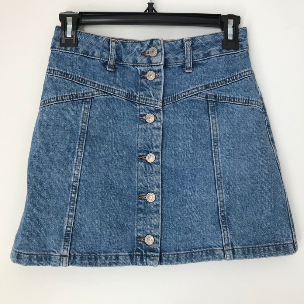 Topshop Button Down Denim Skirt